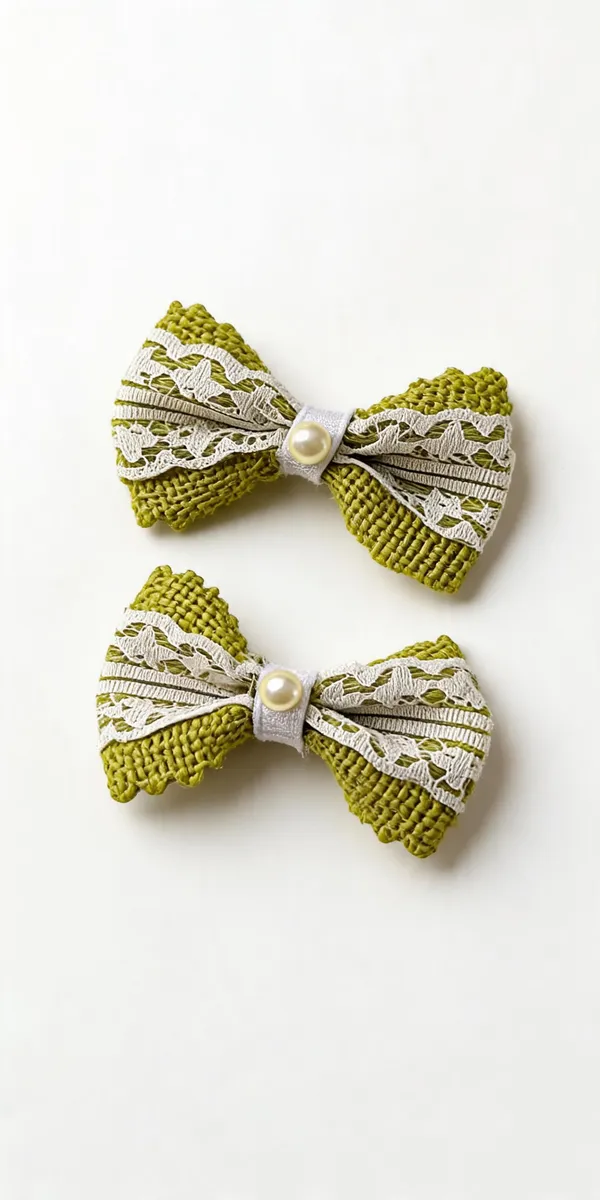 Green_Jute_Lace_Bow_Hair_Bow_For_Kids_Set_of_2