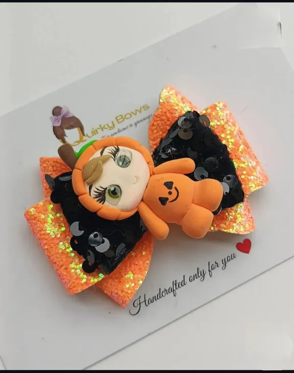 Orange_Sequin_Plush_Hair_Bow_For_Kids