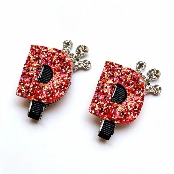 Red_Leather_Glitter_Decorative_Hair_Bow_Clip_For_Girls_Pack_Of_2