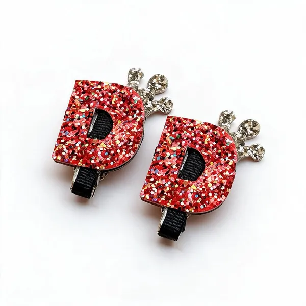 Red_Leather_Glitter_Decorative_Hair_Bow_Clip_For_Girls_Pack_Of_2