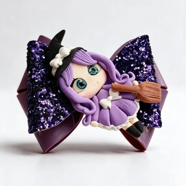 Purple_Sequin_Witch_Embellished_Hair_Bow_Clip_For_Kids