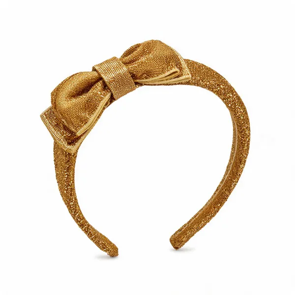 Gold_Glitter_Polyester_Bow_Headband_For_Girls
