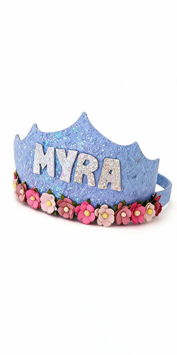 Blue_Glitter_Floral_Crown_Headband_For_Kids