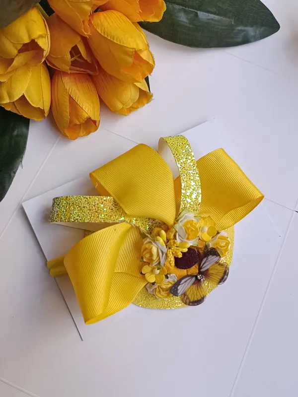 Yellow_Ribbon_Layered_Decorative_Hair_Bow_For_Kids