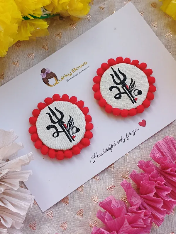 Red_Canvas_Handmade_Pompom_Border_Earrings_For_Women