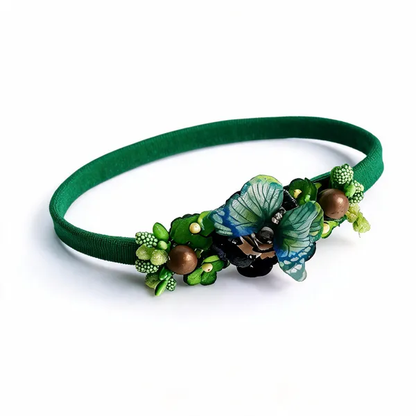 Green_Silk_Floral_Headband_For_Girls