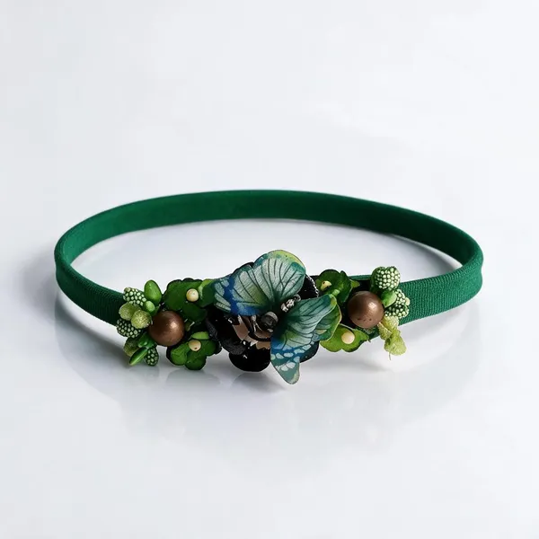 Green_Silk_Floral_Headband_For_Girls