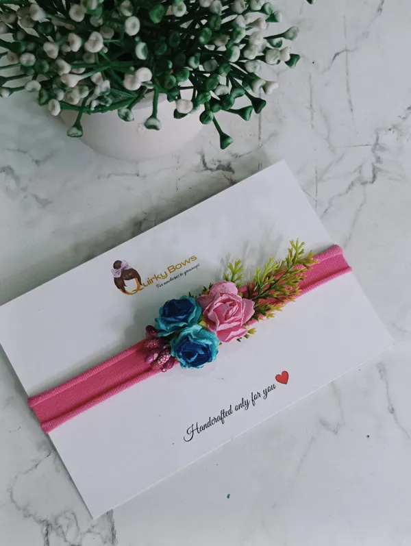 Pink_Polyester_Floral_Elastic_Headband_For_Baby_Girls