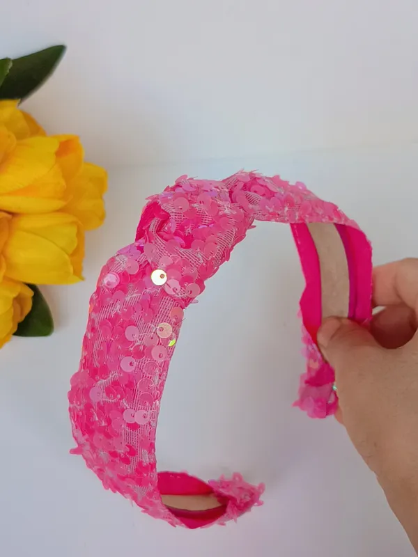 Pink_Sequin_Floral_Embellished_Headband_For_Kids