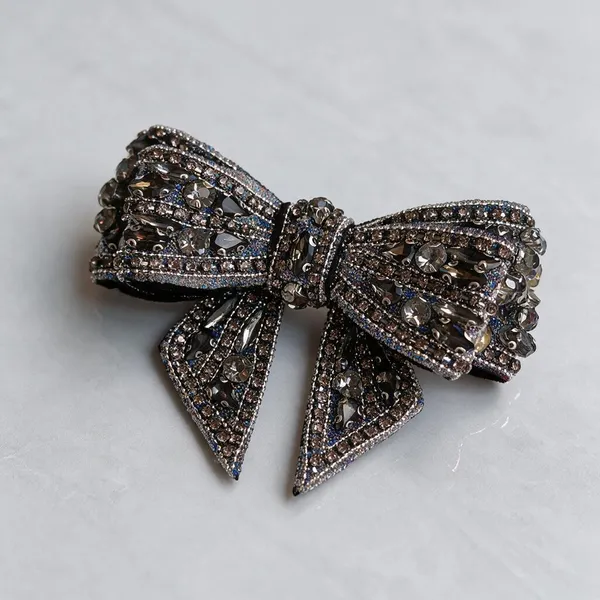 Black_Sequin_Stone_Embellished_Bow_Hair_Accessory_For_Women