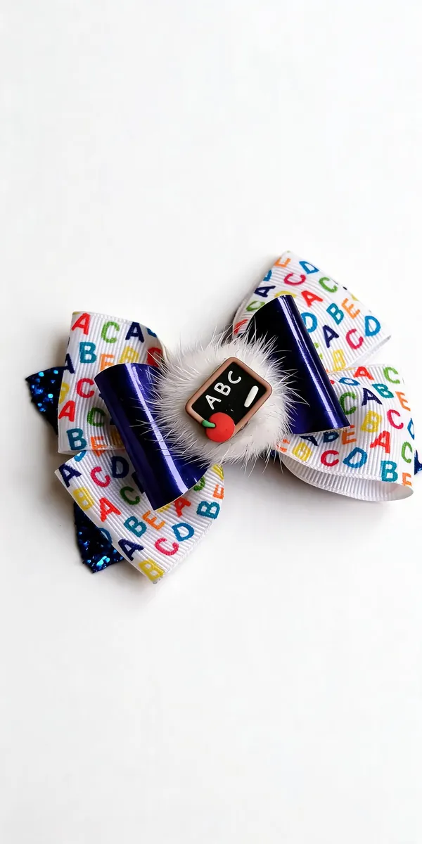 Multicolor_Ribbon_Alphabet_Print_Bow_Hair_Clip_For_Kids