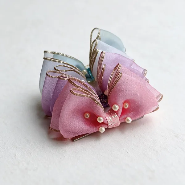 Pink_Blue_Organza_Pearl_Bow_Hair_Clips_For_Kids
