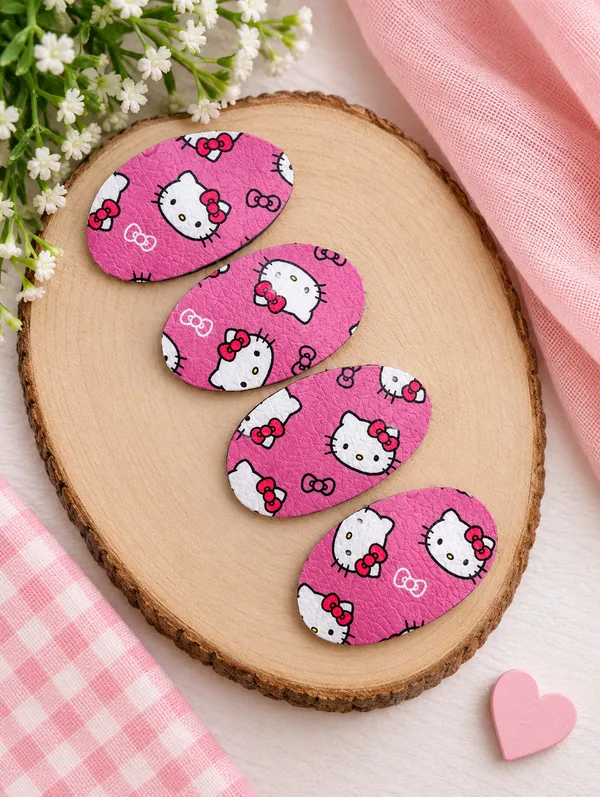 Pink_Printed_Hello_Kitty_Hair_Clips_For_Girls
