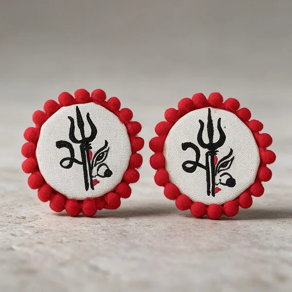 Red_Canvas_Handmade_Pompom_Border_Earrings_For_Women
