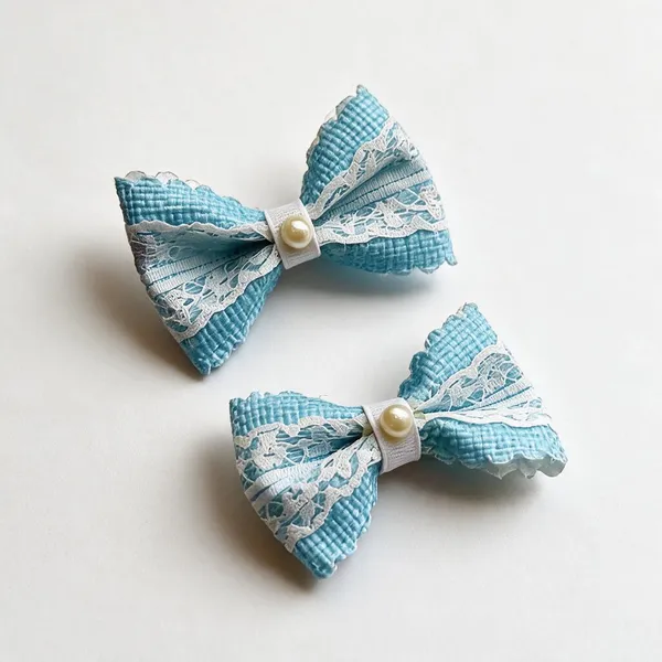 Blue_Lace_Pearl_Embellished_Hair_Bow_For_Kids_Set_Of_2
