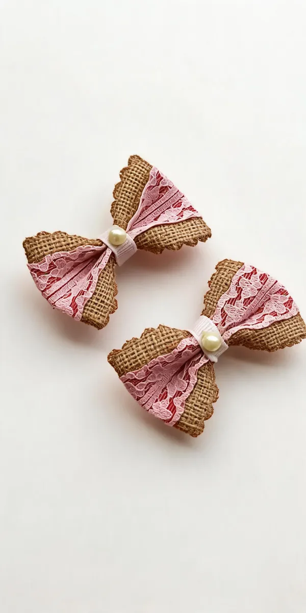Red_Jute_Lace_Pearl_Bow_Hair_Accessory_For_Kids_Set_of_2