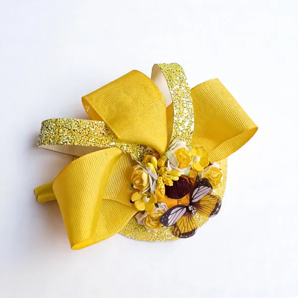 Yellow_Ribbon_Layered_Decorative_Hair_Bow_For_Kids