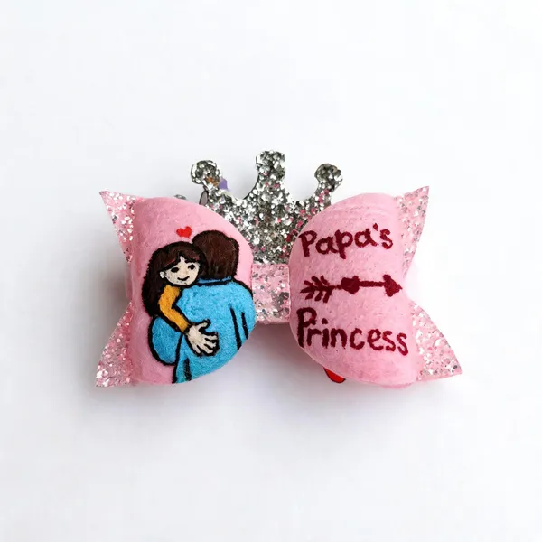 Pink_Glitter_Felt_Embroidered_Hair_Bow_Clip_For_Kids