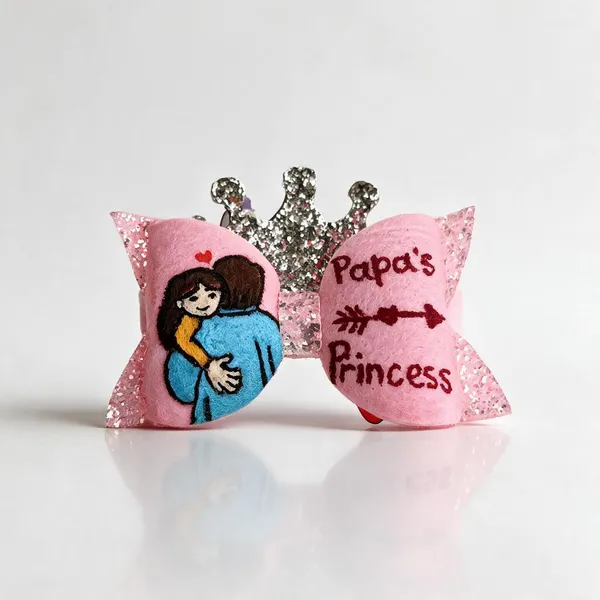 Pink_Glitter_Felt_Embroidered_Hair_Bow_Clip_For_Kids