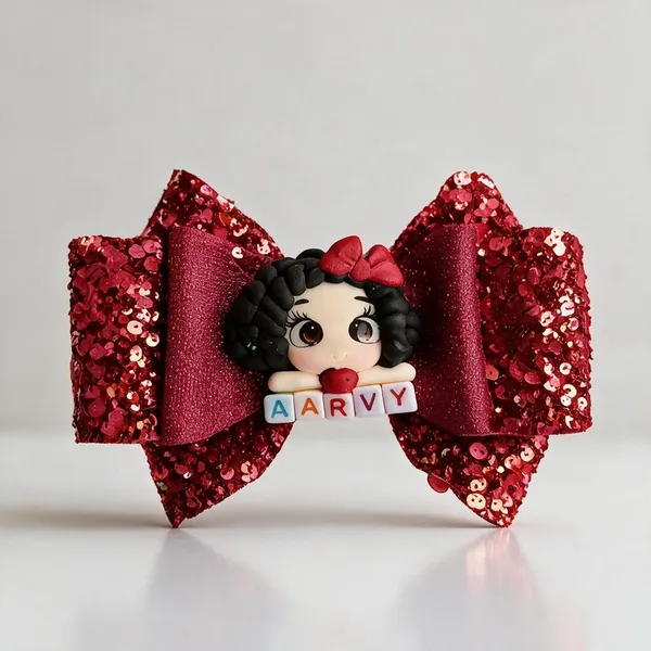 Red_Sequin_Doll_Name_Block_Layered_Hair_Bow_For_Kids