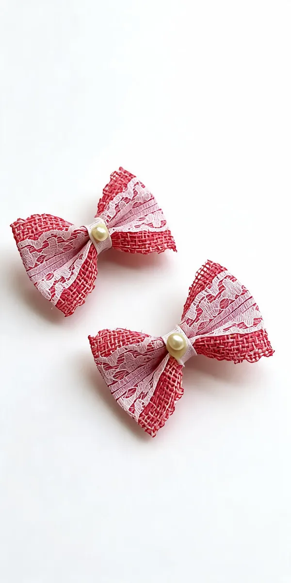 Pink_Jute_Lace_Pearl_Bow_Hair_Clips_For_Kids_Set_of_2