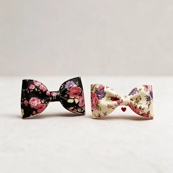 Black_Cream_Floral_Fabric_Oversized_Bow_Hair_Clips_For_Kids