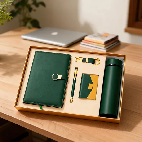 Green_Notebook_Flask_Pen_And_Card_Holder_Gift_Set