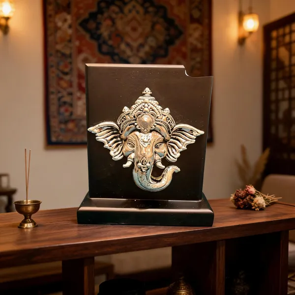 Omjewels_Silver_Sheet_Sandalwood_Ganesha_Relief_Idol