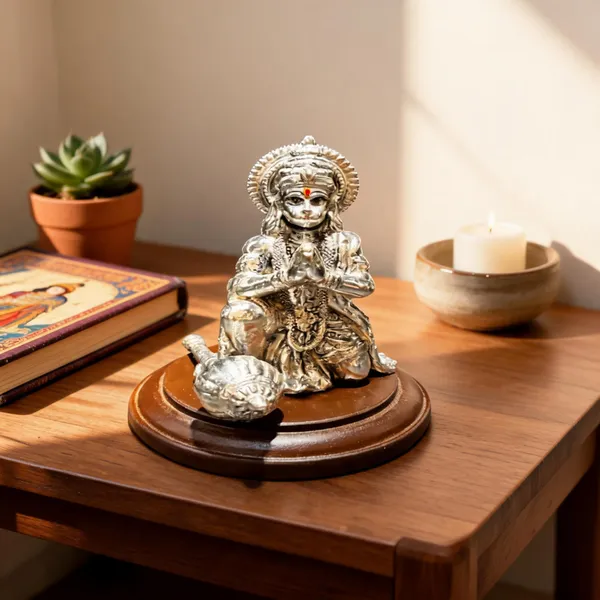 Omjewels_Silver_Sheet_Sandalwood_Seated_Hanuman_Idol