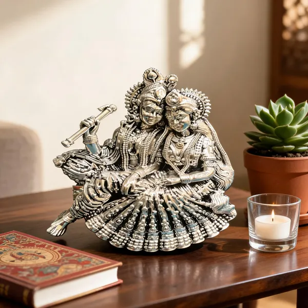 Omjewels_Silver_Sheet_Sandalwood_Radha_Krishna_Idol