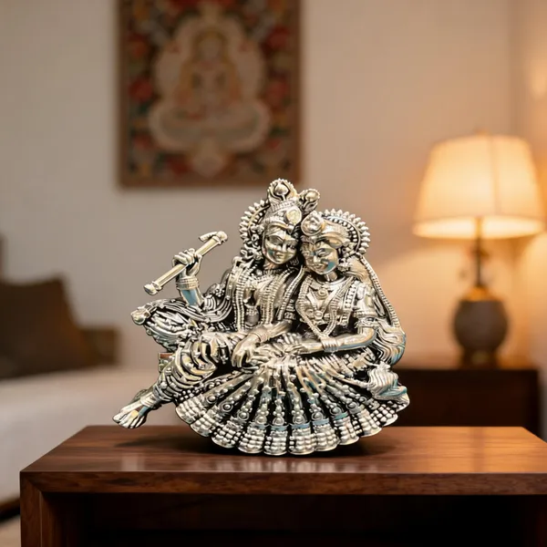 Omjewels_Silver_Sheet_Sandalwood_Radha_Krishna_Idol