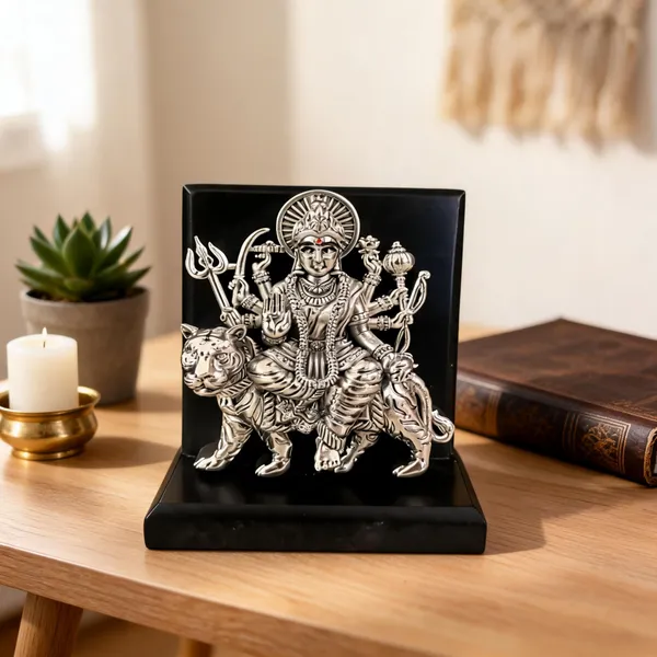Omjewels_Silver_Sheet_Sandalwood_Goddess_Durga_Idol
