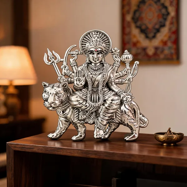 Omjewels_Silver_Sheet_Sandalwood_Goddess_Durga_Idol