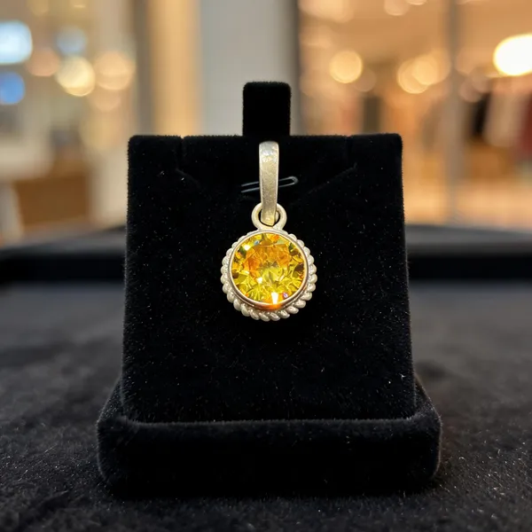 Gold_Tone_Silver_Yellow_Stone_Round_Pendant_For_Women