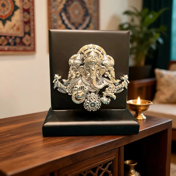 Omjewels_Silver_Sheet_Sandalwood_Ganesha_Relief_Idol_With_Stand