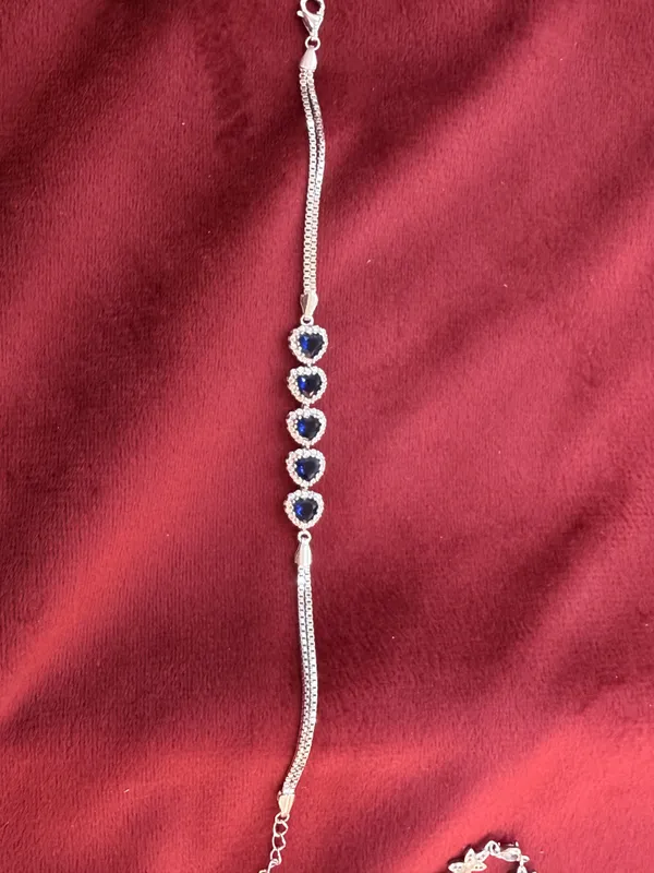 Silver_Tone_Blue_Heart_Bracelet_for_Women