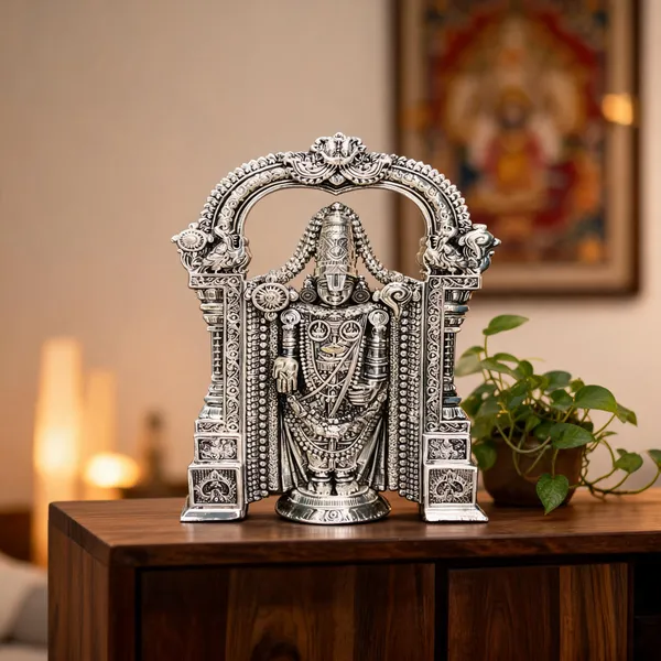 Omjewels_Silver_Sheet_Sandalwood_Venkateswara_Idol