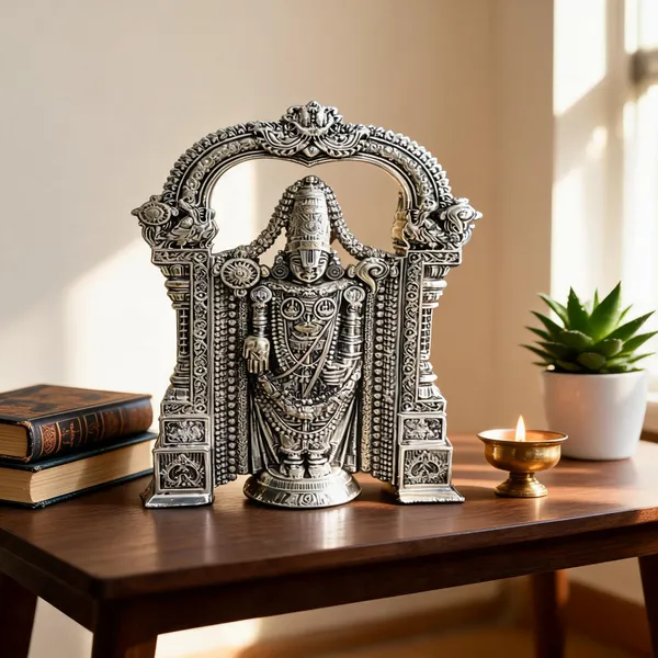 Omjewels_Silver_Sheet_Sandalwood_Venkateswara_Idol