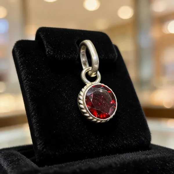 Silver_Red_Stone_Round_Pendant_Charm_For_Women