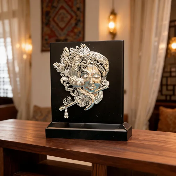 Omjewels_Silver_Sheet_Sandalwood_Krishna_Table_Showpiece