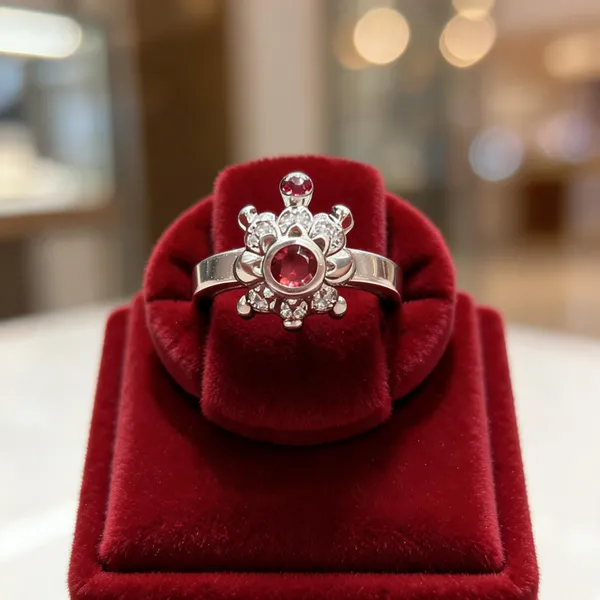 Silver_Floral_Red_Stone_Ring_For_Women