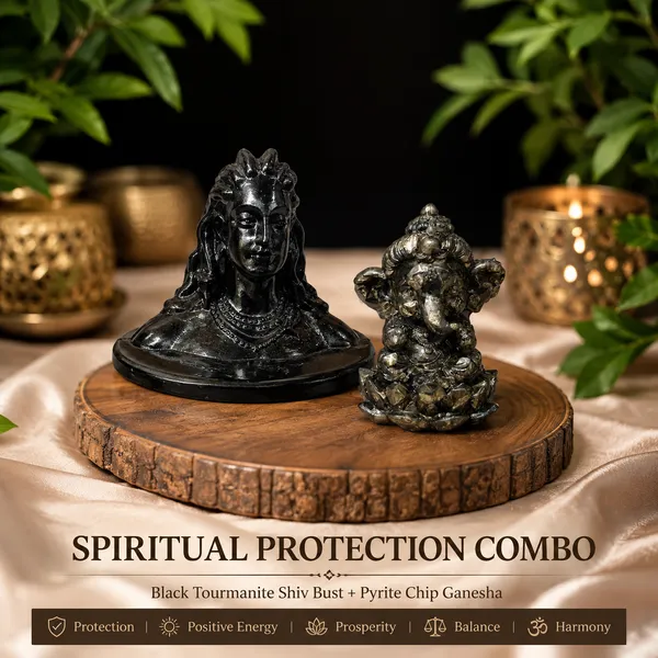 Black_Tourmaline_Shiv_Bust_And_Pyrite_Ganesha_Figurine_Set