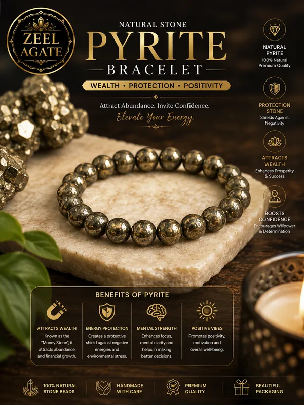 Brown_Gold_Pyrite_Beaded_Stretch_Bracelet_For_Men