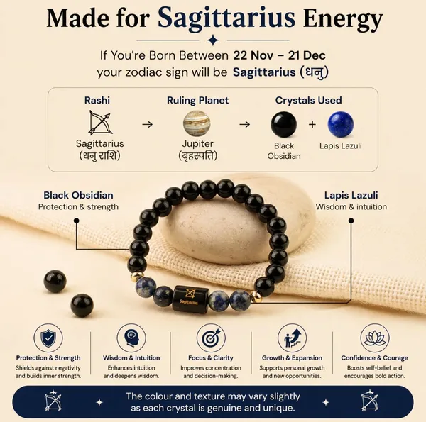 Black_Beaded_Sagittarius_Bracelet_For_Unisex