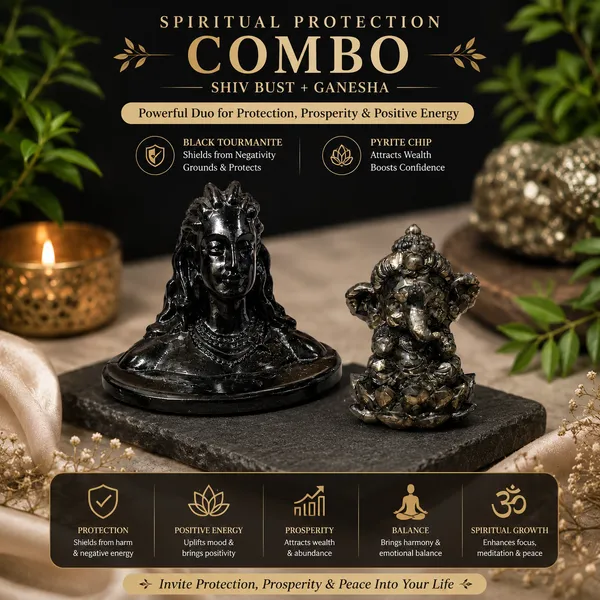 Black_Tourmaline_Shiv_Bust_And_Pyrite_Ganesha_Figurine_Set