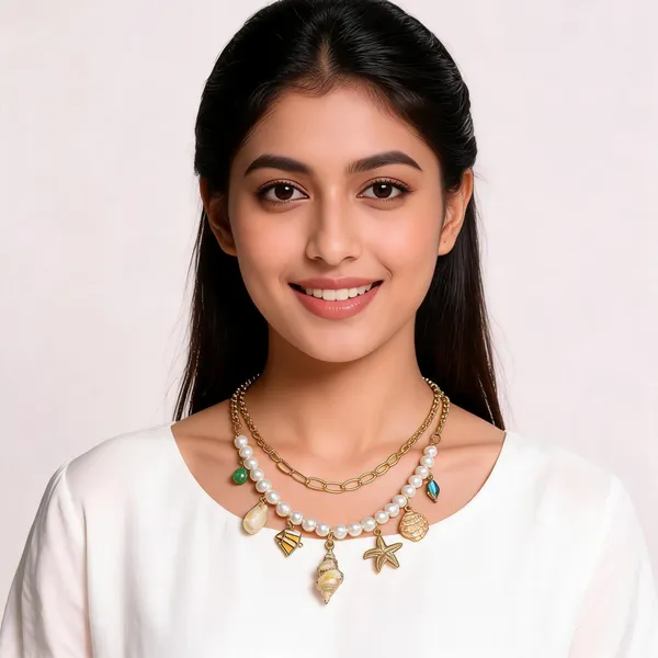 Gold_Pearl_Alloy_Layered_Shell_Starfish_Charm_Necklace_For_Women