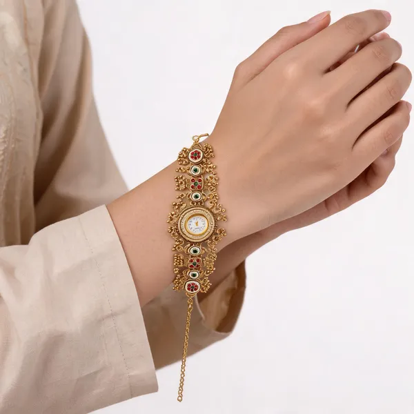 Gold_Alloy_Traditional_Ornate_Bracelet_Watch_For_Women