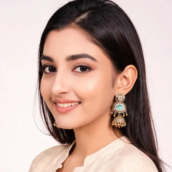 Gold_Green_Alloy_Stone_Jhumka_Bell_Charm_Earrings_For_Women