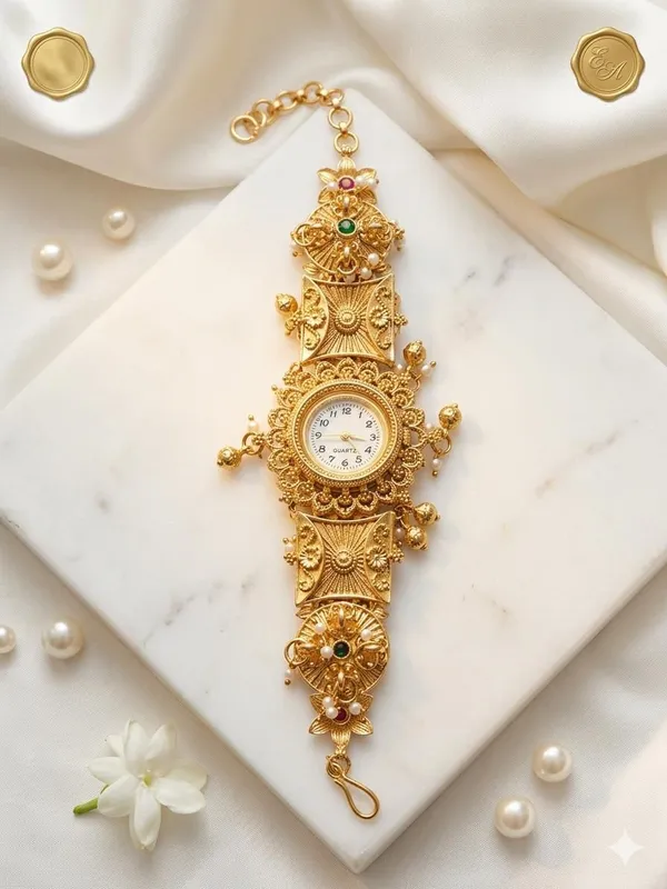 Gold_Tone_Ornate_Bracelet_Watch_for_Women