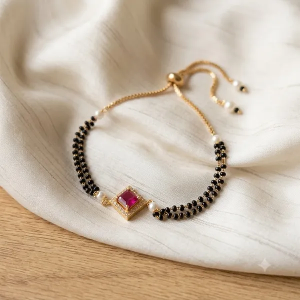 Gold_Tone_Black_Beaded_Bracelet_for_Women
